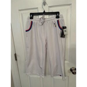 New COOGI Y2K Medium White Capris Rainbow Stripes Pockets Drawstring